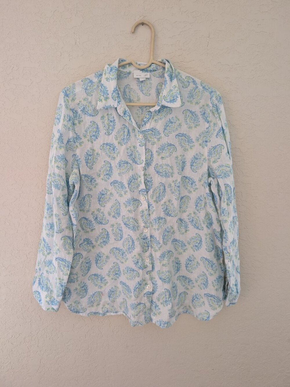 J Jill 100% Linen Long Sleeved Blouse Size M